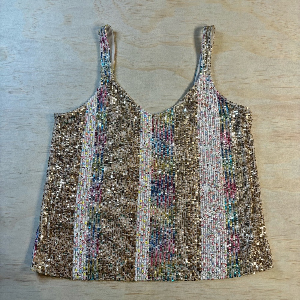 Alter'd State Sequin Rainbow Tank Top Size Small -Stretchy